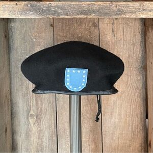 Retro Vintage Black Wool Beret Tam